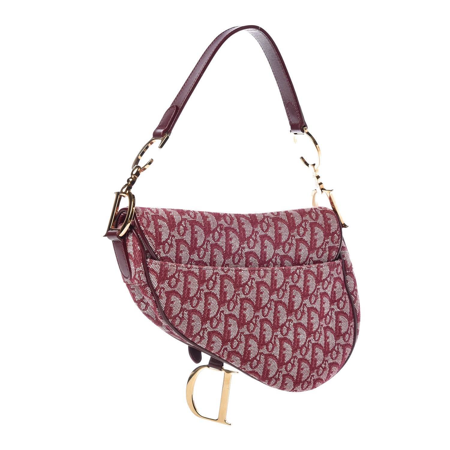 Christian Dior Monogram Saddle Bag Burgundy 3 of 7