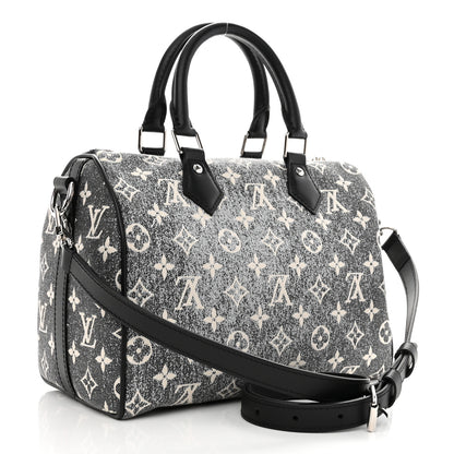 Louis Vuitton Denim Monogram Jacquard Speedy Bandouliere 25 Black 3 of 7