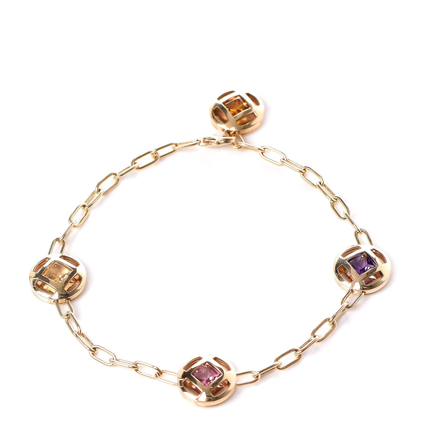 18K Yellow Gold Citrine Amethyst Tourmaline Sapphire Pasha Bracelet