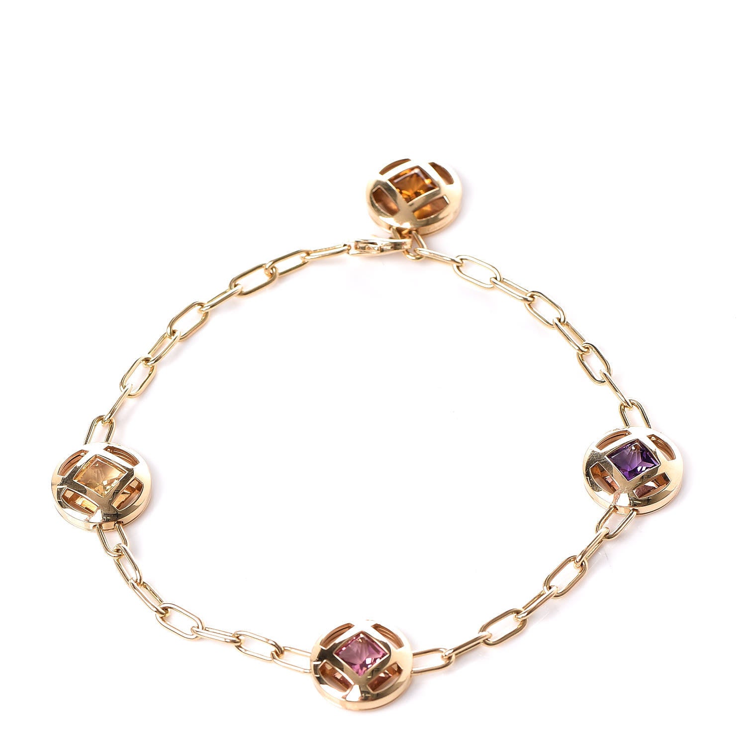 Cartier 18K Yellow Gold Citrine Amethyst Tourmaline Sapphire Pasha Bracelet 3 of 4