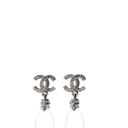 Chanel Ruthenium Crystal CC Drop Earrings Silver 6 of 7