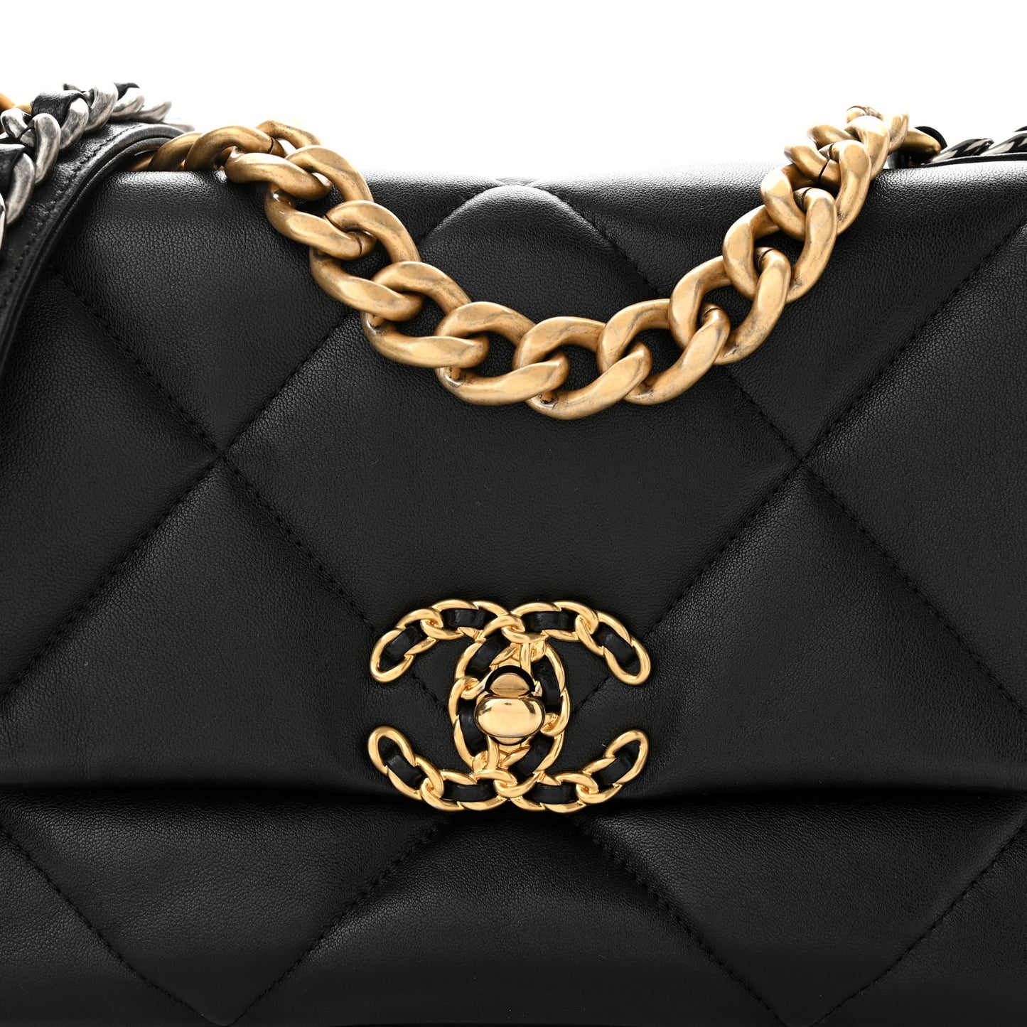 Lambskin Quilted Medium Chanel 19 Flap Black