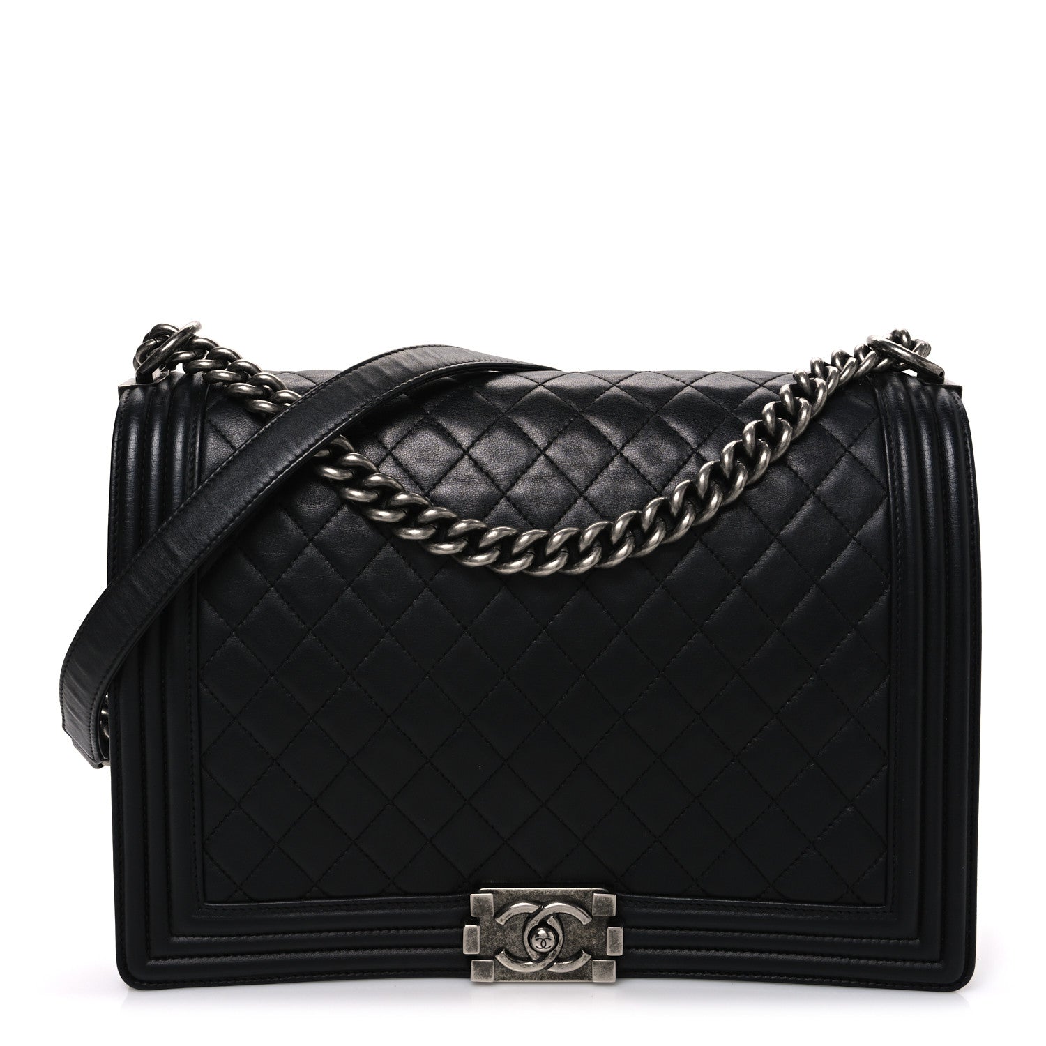 Chanel Lambskin Quilted Large Boy Flap Black 1 of 10