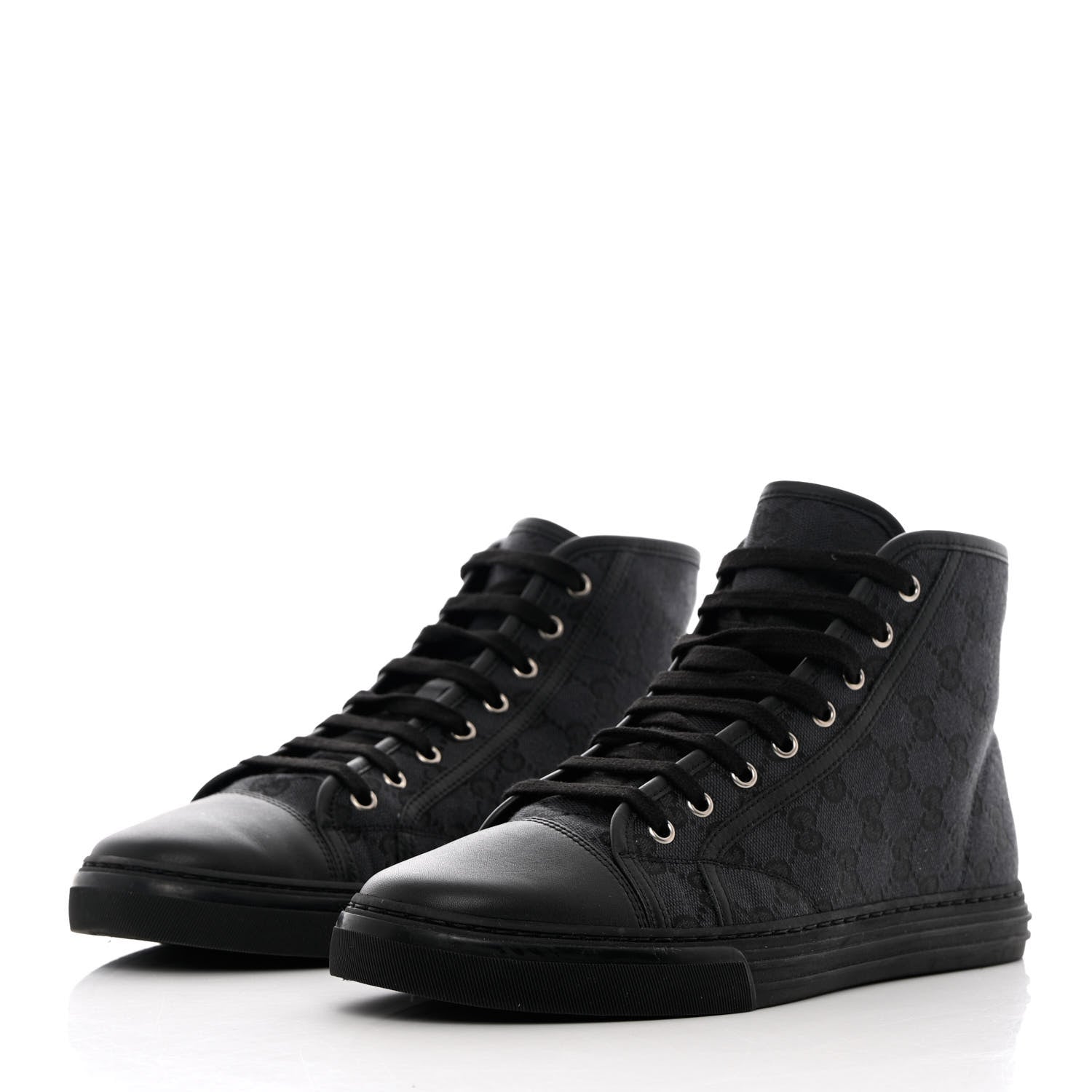 Gucci Monogram Mens High Top Sneakers 8 Black 3 of 12