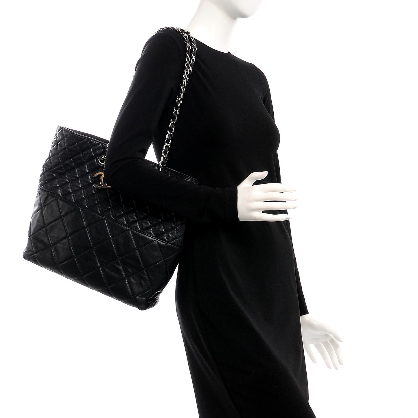 Calfskin Quilted In The Business North South Tote Black