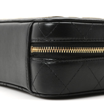 Chanel Lambskin Quilted Golden Plate Clutch With Chain Black 10 of 11