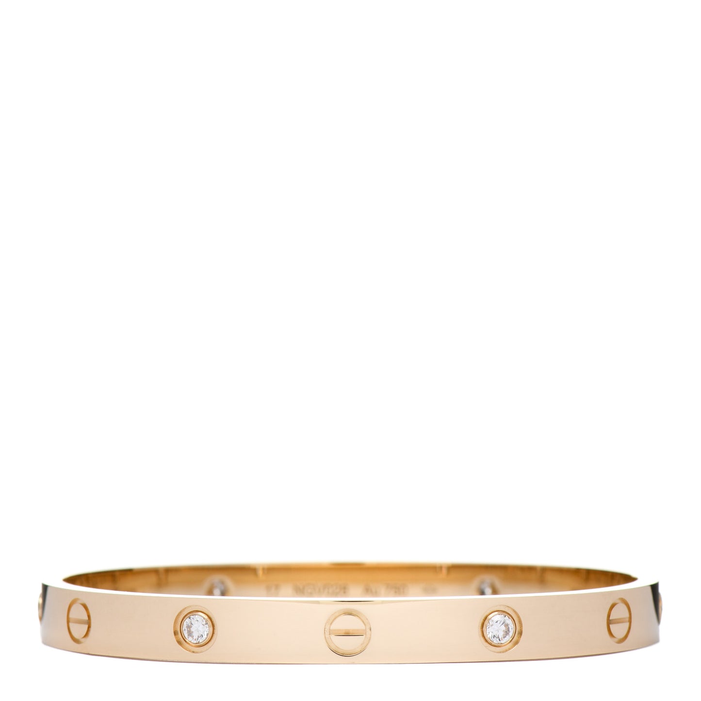 18K Yellow Gold 4 Diamond LOVE Bracelet 17