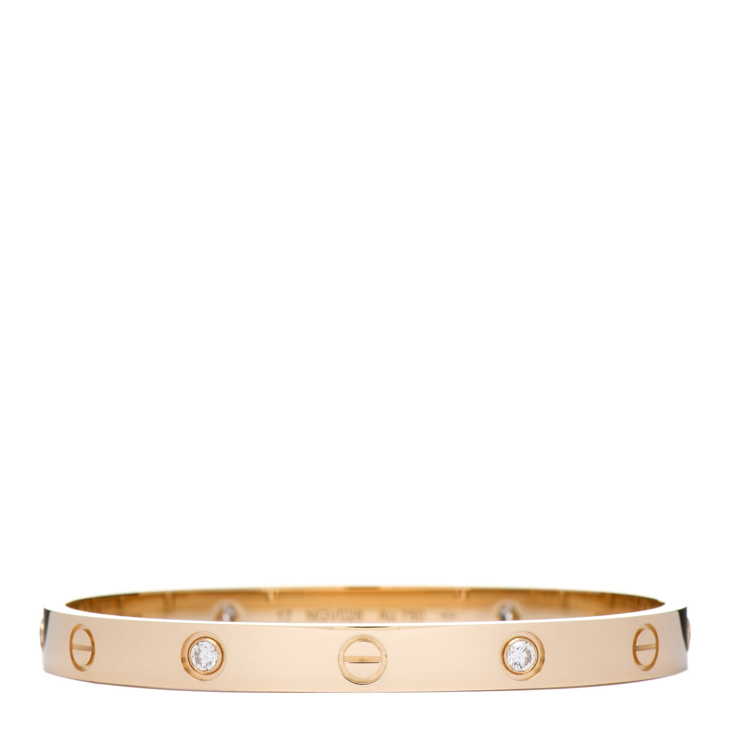 Cartier 18K Yellow Gold 4 Diamond LOVE Bracelet 17 1 of 2