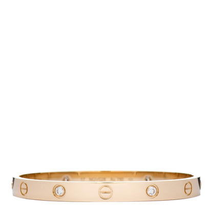 Cartier 18K Yellow Gold 4 Diamond LOVE Bracelet 17 1 of 2