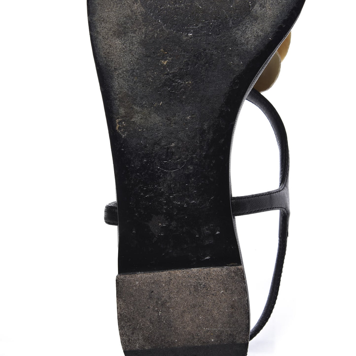 Lambskin Camellia Thong Sandals 37.5 Black White