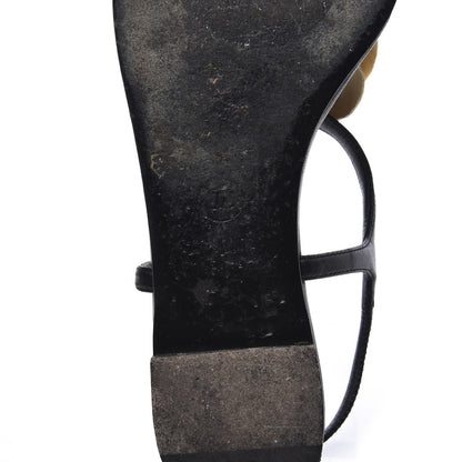 Chanel Lambskin Camellia Thong Sandals 37.5 Black White 9 of 9