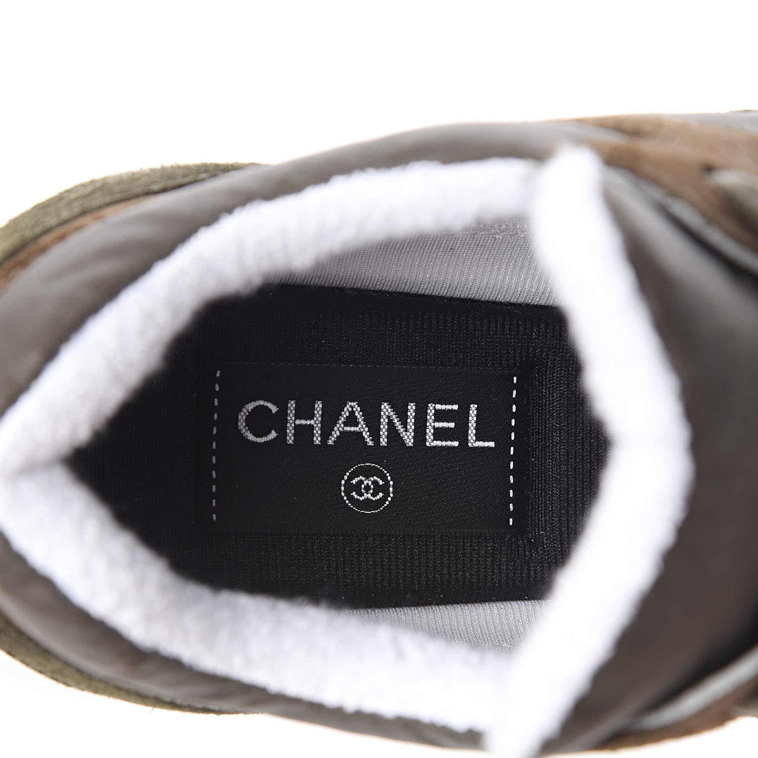 Chanel Fabric Calfskin Suede CC Womens Sneakers 39 Khaki 9 of 10