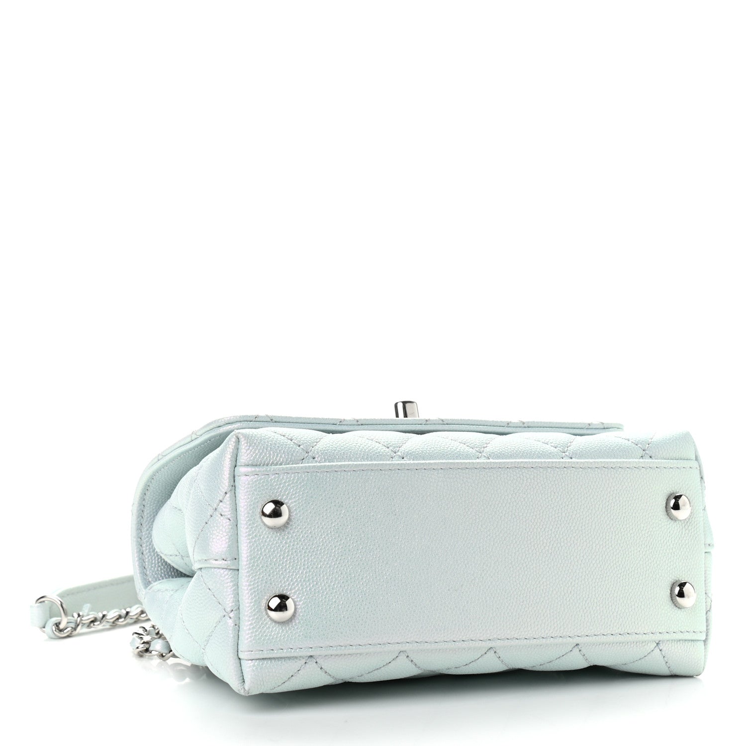 Chanel Iridescent Caviar Quilted Extra Mini Coco Handle Flap Light Blue 4 of 12