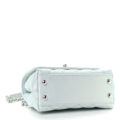 Chanel Iridescent Caviar Quilted Extra Mini Coco Handle Flap Light Blue 4 of 12