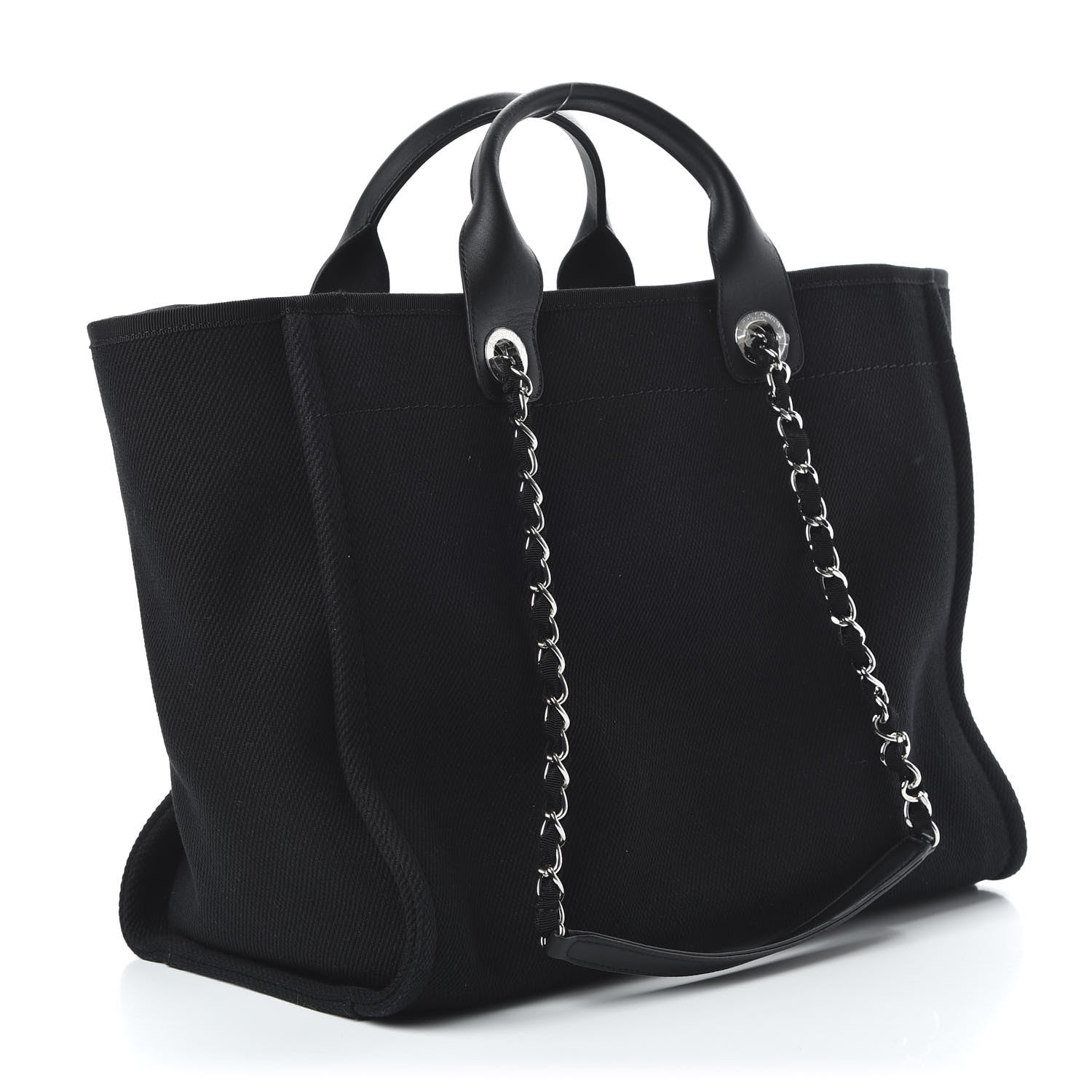 Chanel Canvas Pearl Medium Deauville Tote Black 2 of 9