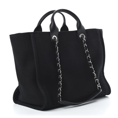 Chanel Canvas Pearl Medium Deauville Tote Black 2 of 9