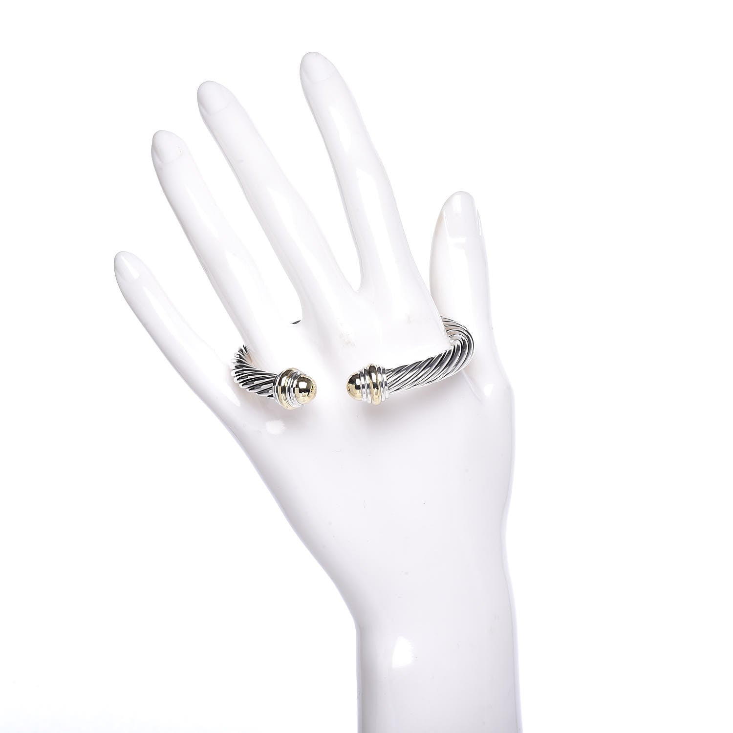 David Yurman Sterling Silver 14K Yellow Gold 7mm Cable Classics Bracelet 2 of 4
