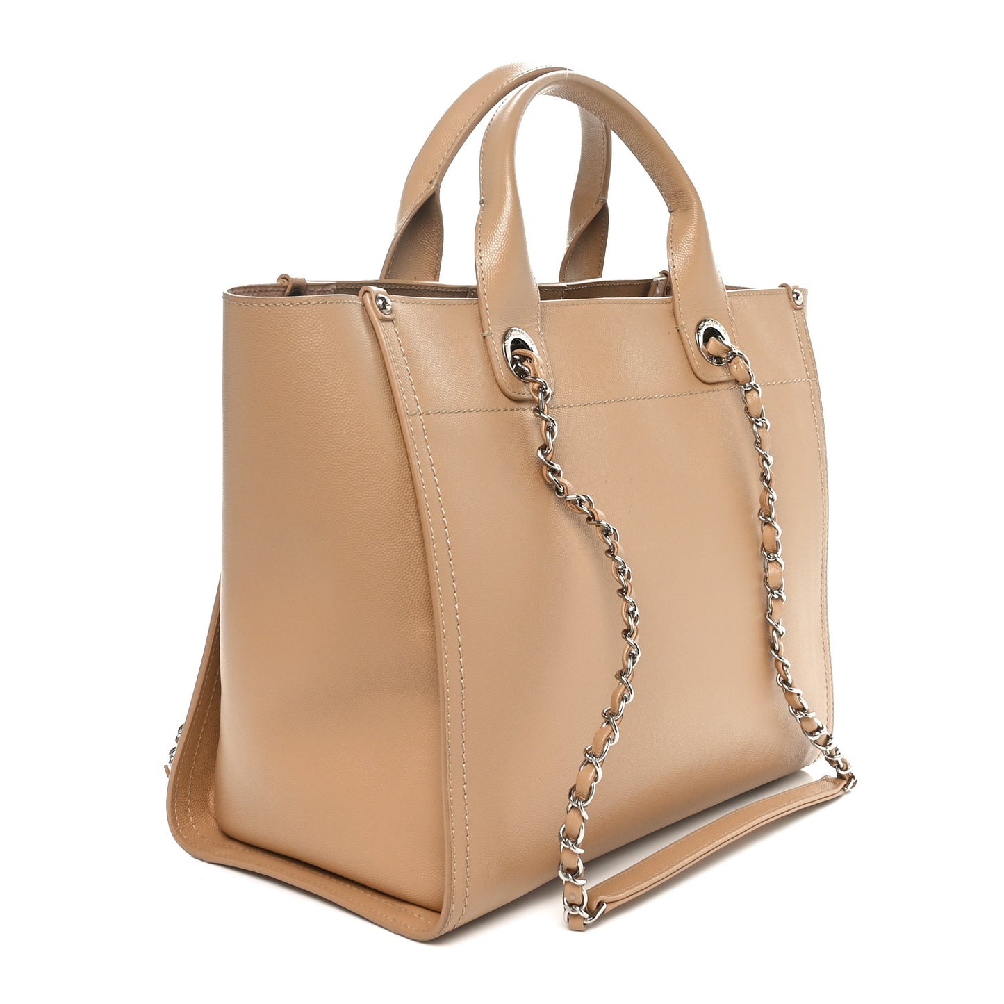 Caviar Small Studded Deauville Tote Beige