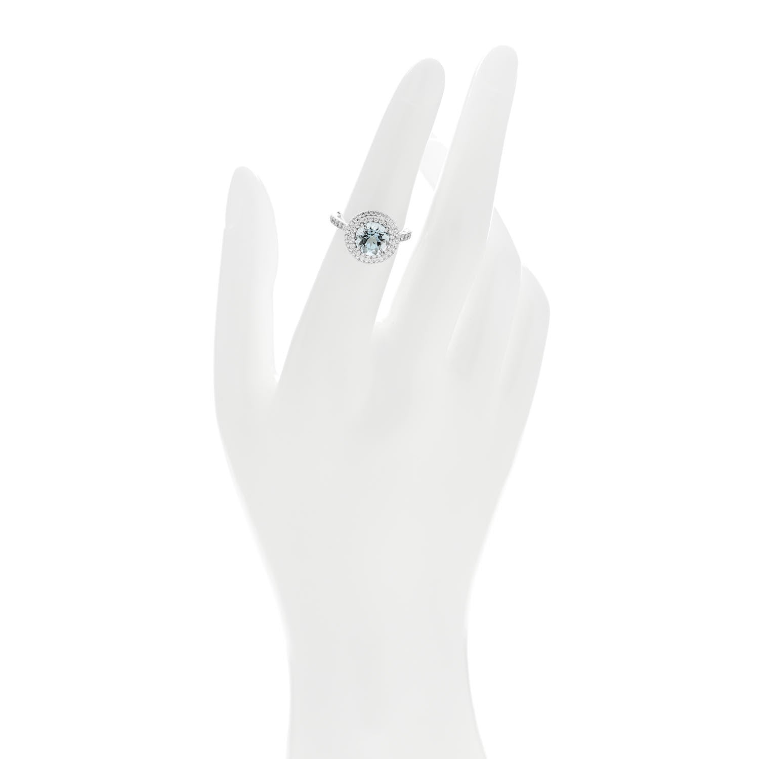 Tiffany Platinum Diamond Aquamarine Soleste Ring 50 5.5 2 of 5