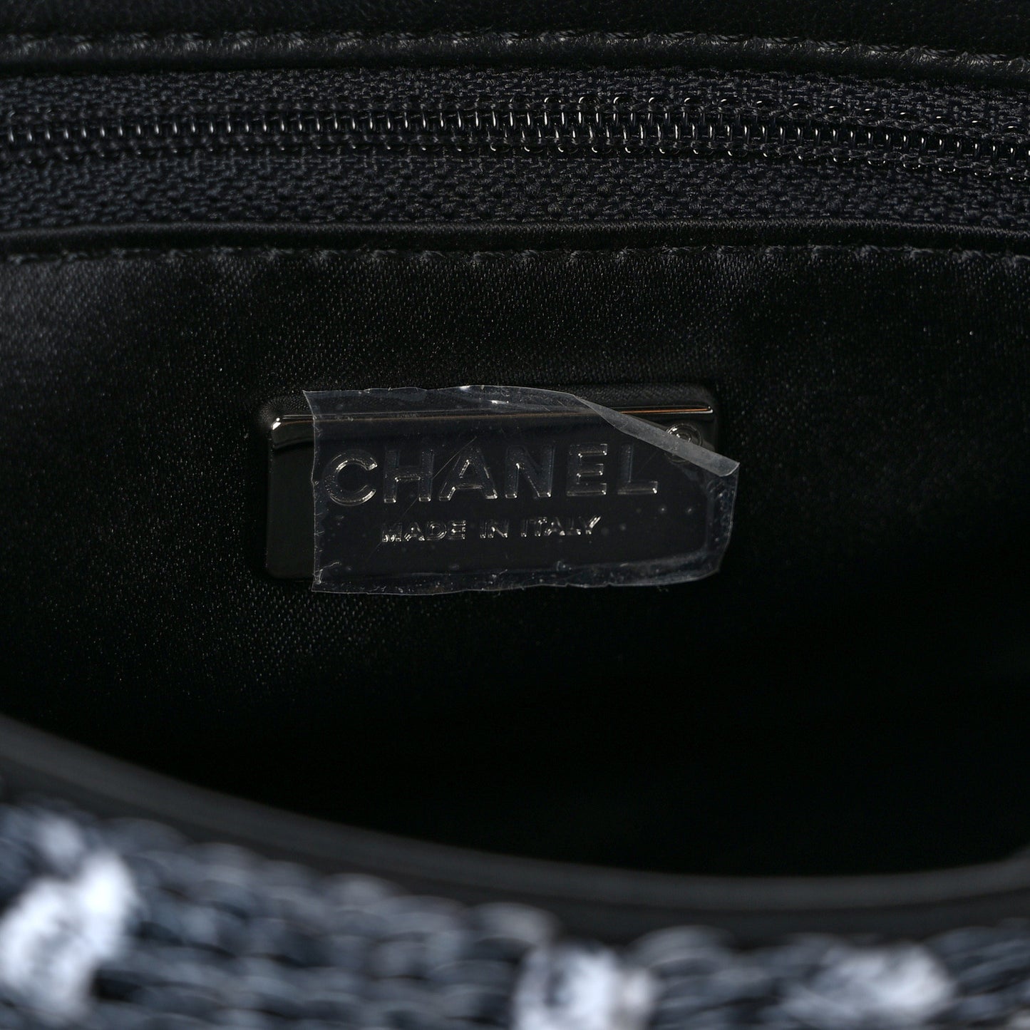 Sequin CC Logo Small Single Flap White Black