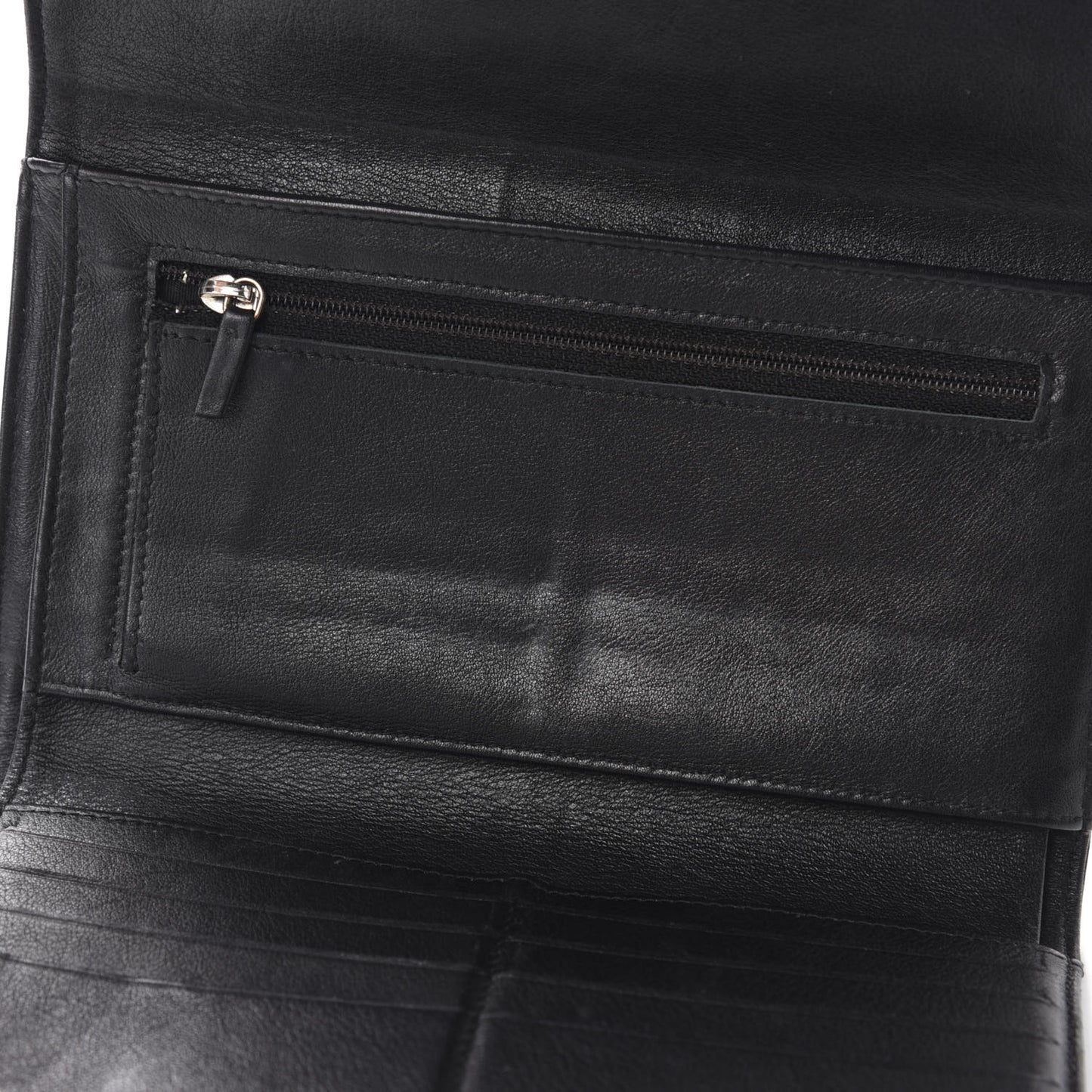 Caviar Sevruga CC Large Gusset Flap Wallet Black