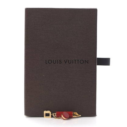 Louis Vuitton 18K Yellow Gold Enamel LV Fountain Pen Charm Red 7 of 7