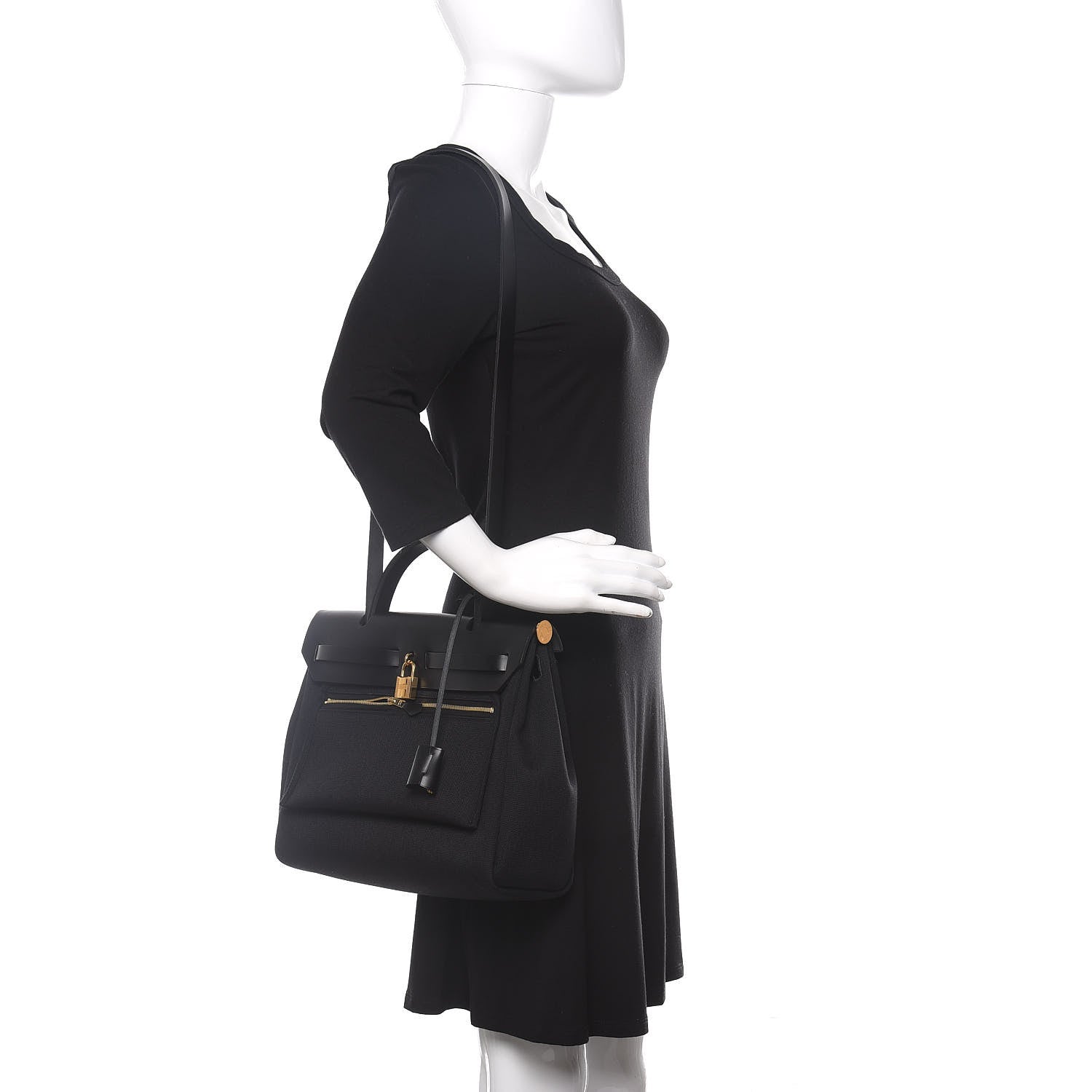Hermes Military Toile Vache Hunter Herbag Zip PM 31 Black 2 of 8