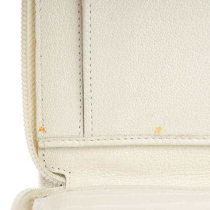 Chanel Goatskin Camellia Embossed Zip Around Wallet White 7 of 9