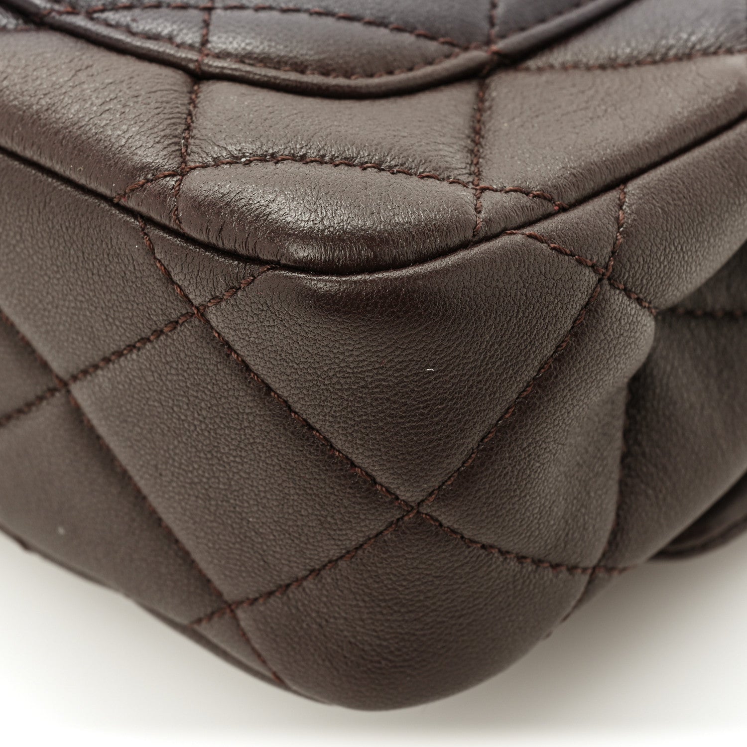 Chanel Lambskin Wenge Quilted Mini Fashion Wood Square Flap Brown