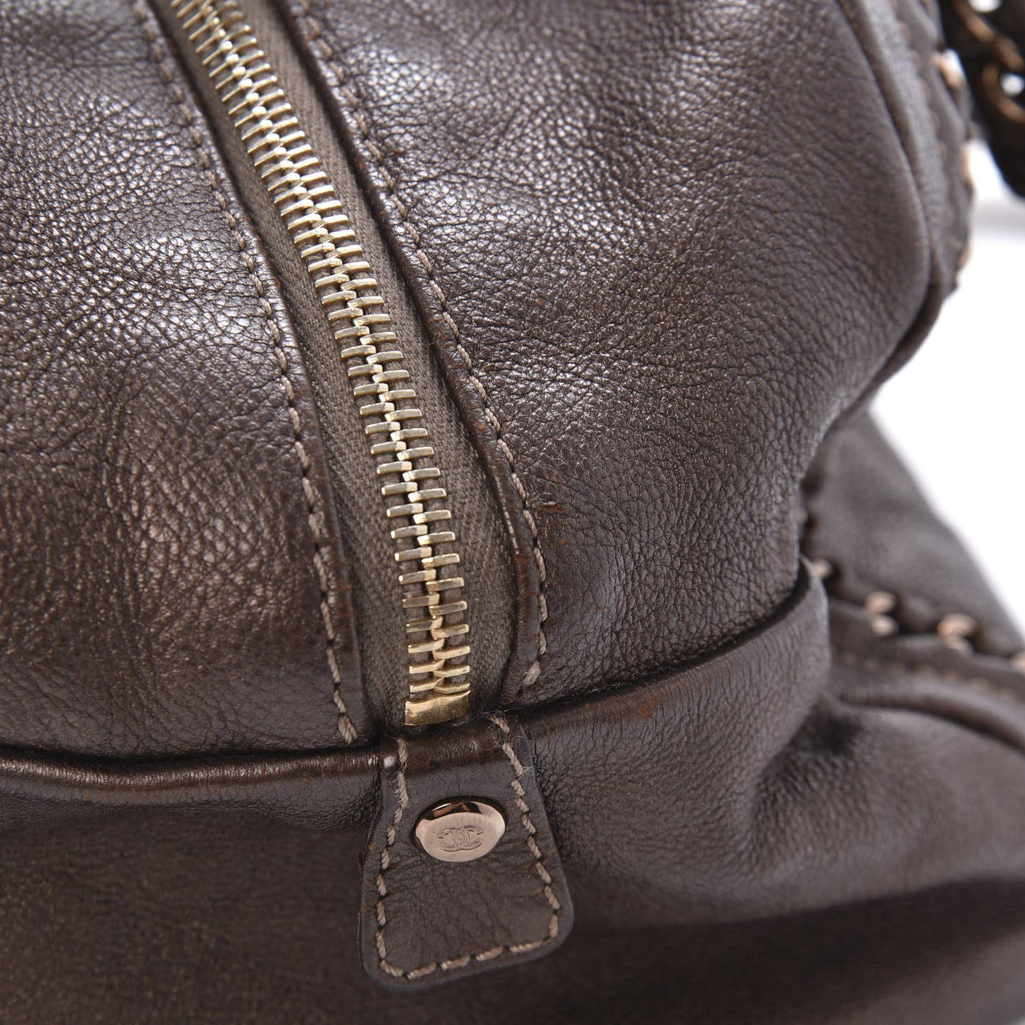 Goatskin Medium Luxe Ligne Bowler Brown