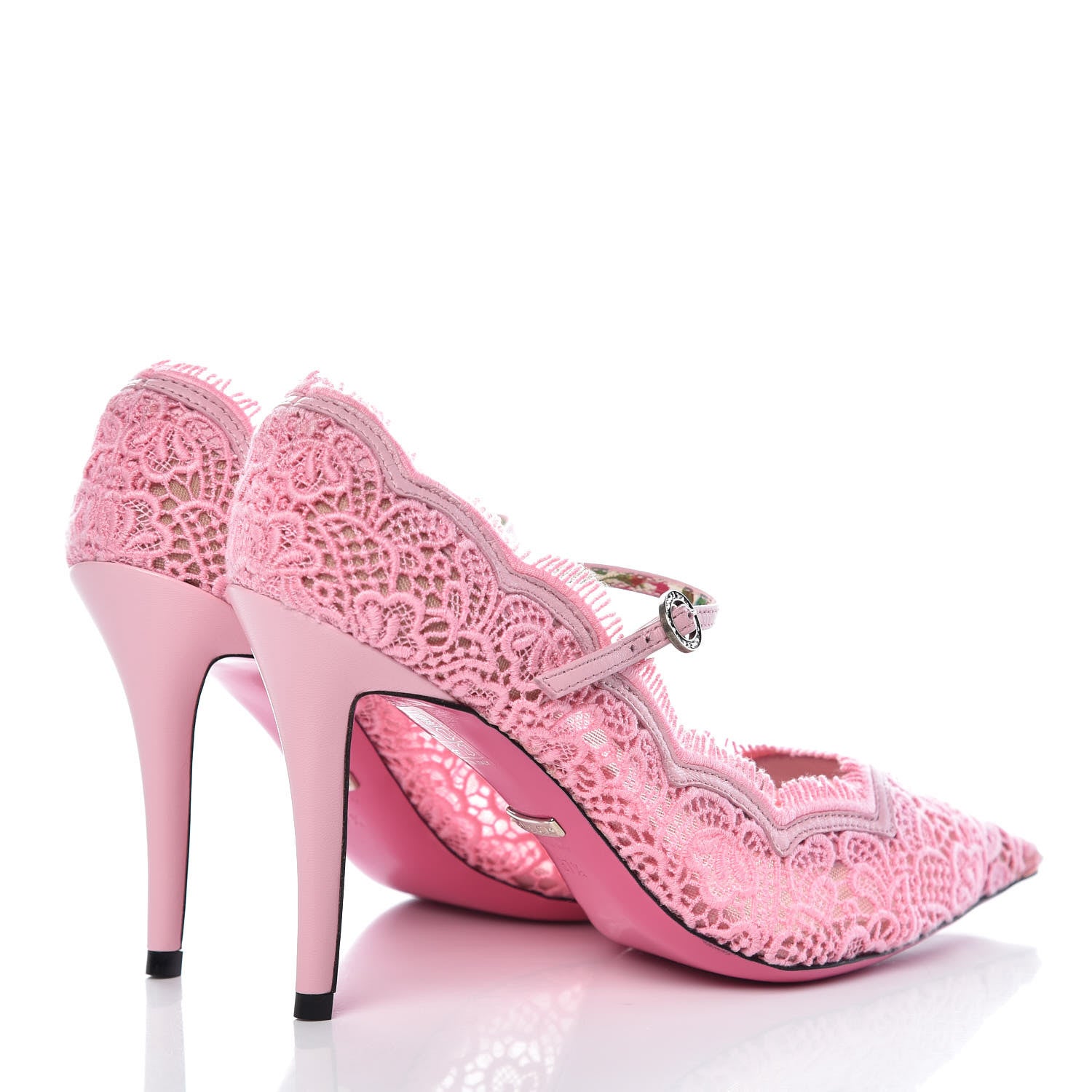 Gucci Lace Pizzo Venice Pumps 37.5 Sugar Pink 4 of 8