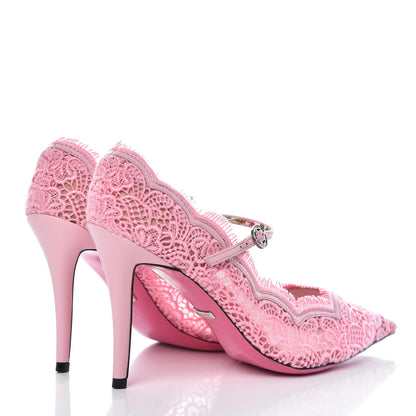 Gucci Lace Pizzo Venice Pumps 37.5 Sugar Pink 4 of 8