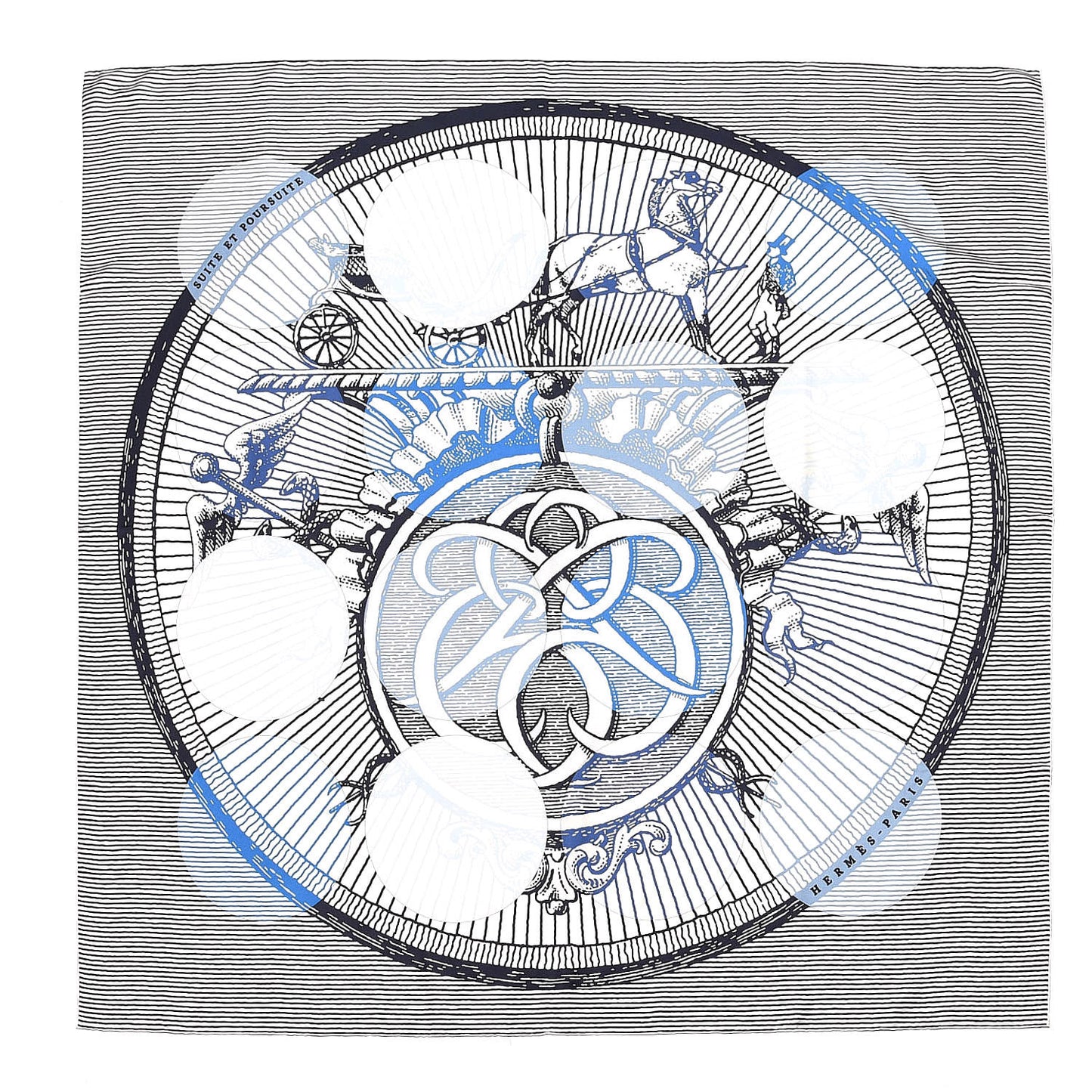 Silk Geant Suite Et Poursuite Scarf 140 Marine Blanc Ciel