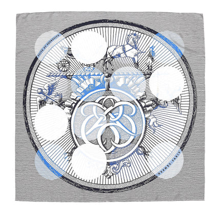 Hermes Silk Geant Suite Et Poursuite Scarf 140 Marine Blanc Ciel 1 of 7