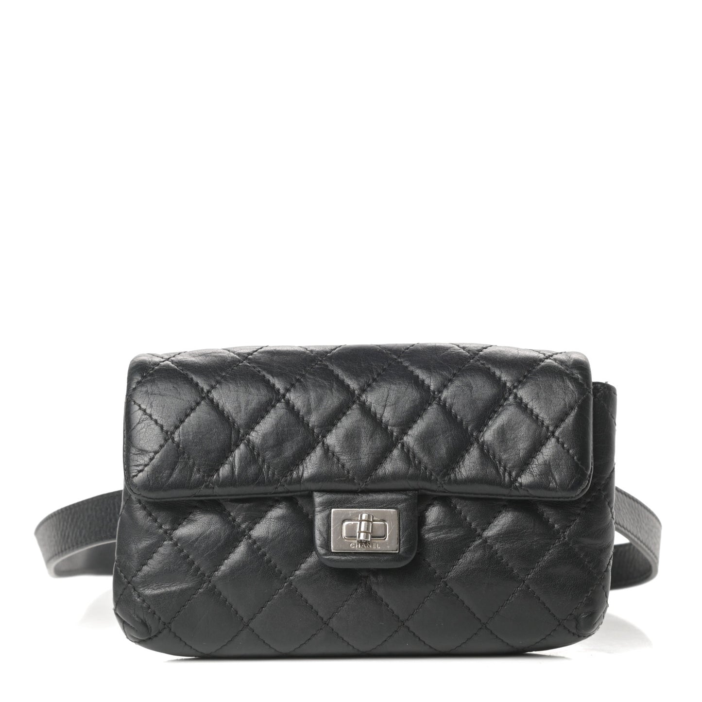 Calfskin Quilted 2.55 Reissue Flap Belt Bag Clutch Black