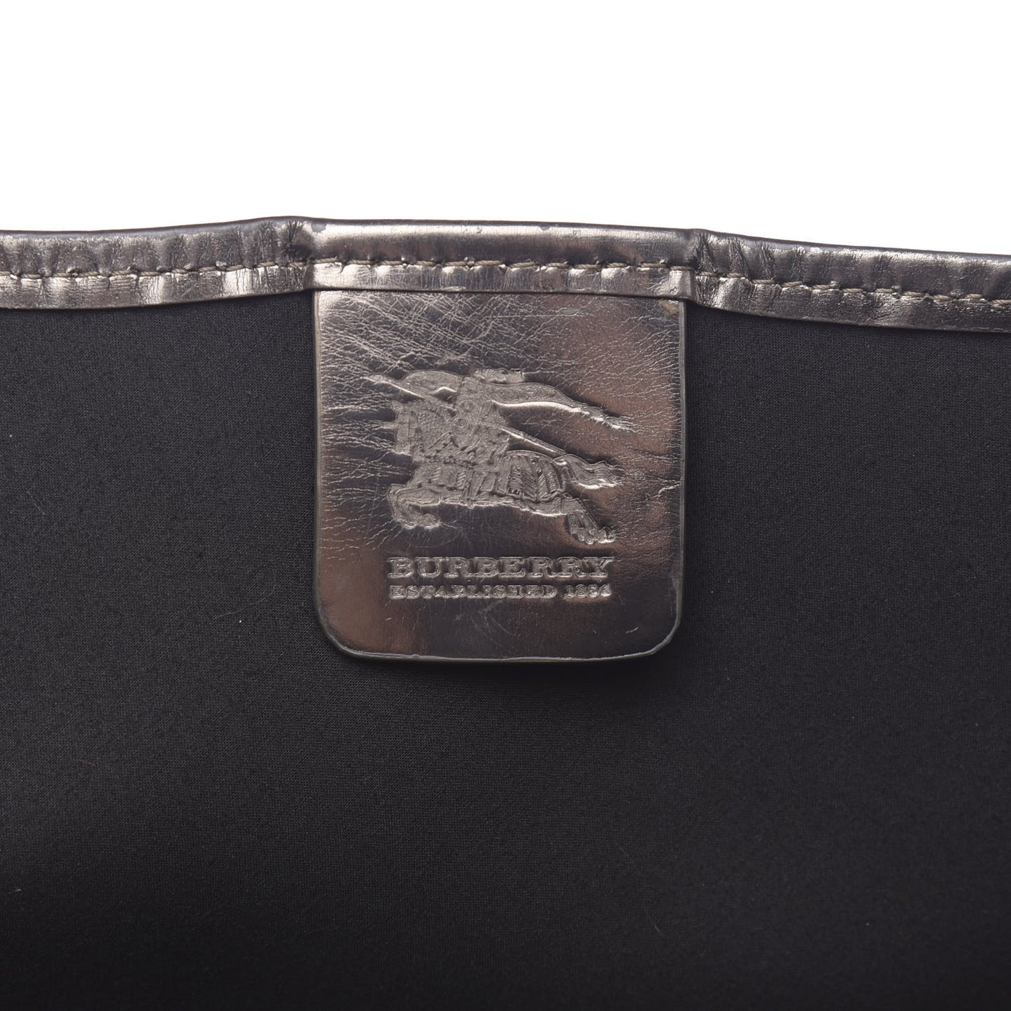 Metallic Calfskin Nova Check Shopper Tote Pewter