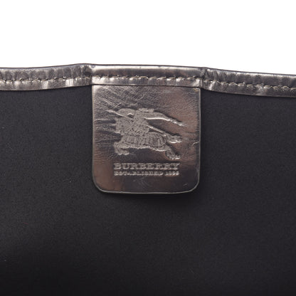 Burberry Metallic Calfskin Nova Check Shopper Tote Pewter 6 of 23