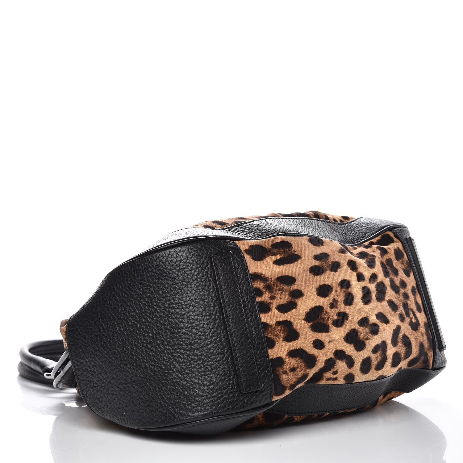 Dolce & Gabbana Leopard Print Canvas Calfskin Animalier Shoulder Bag Black 4 of 17