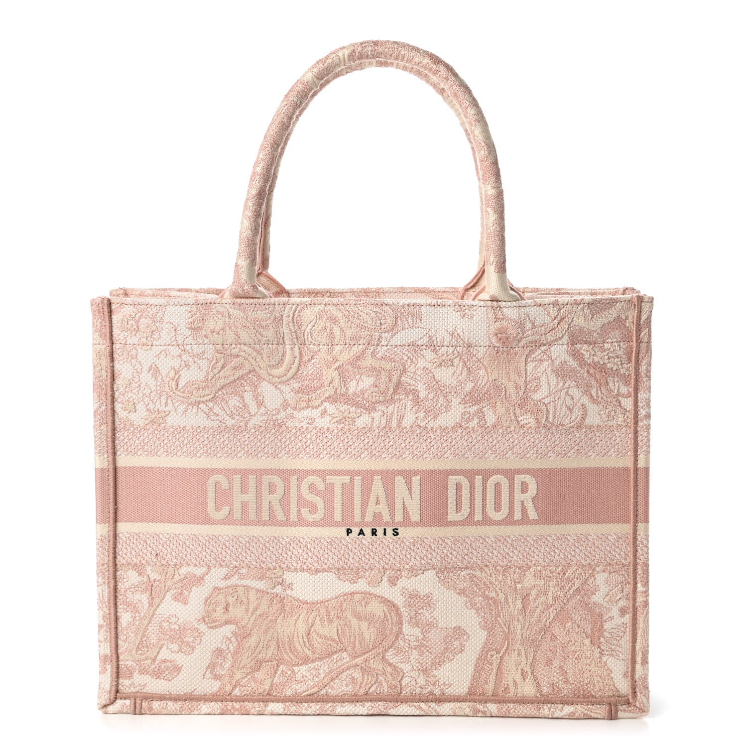 Christian Dior Canvas Embroidered Medium Dioriviera Toile De Jouy Book Tote Rose 1 of 10