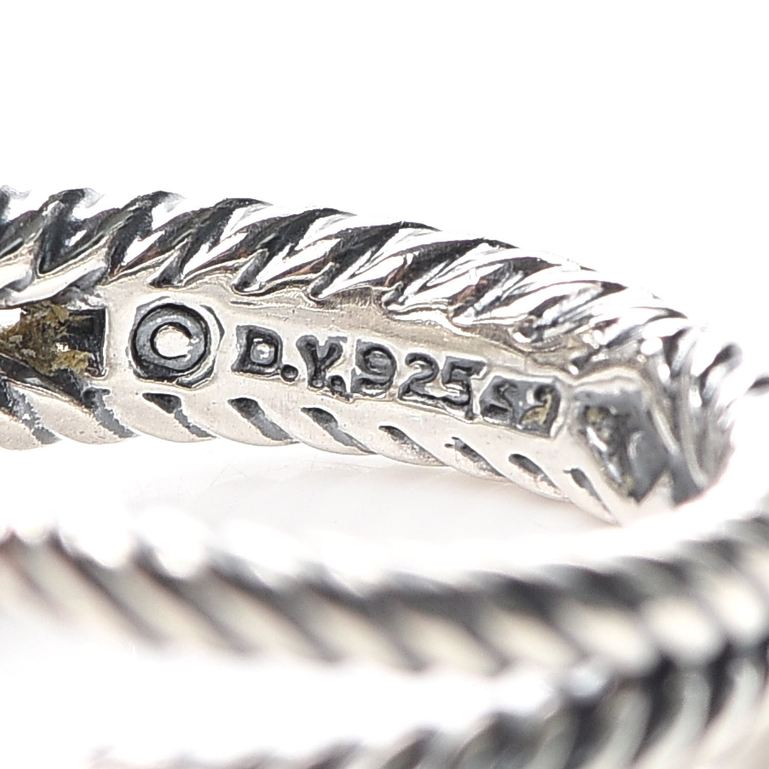 David Yurman Sterling Silver Diamond Prasiolite 7mm Petite Albion Ring 50 5.25 4 of 4