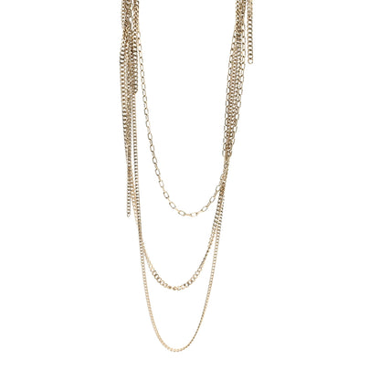 Chanel Baguette Crystal Gripoix Poured Glass CC Multi Strand Chain Necklace Light Gold 1 of 5