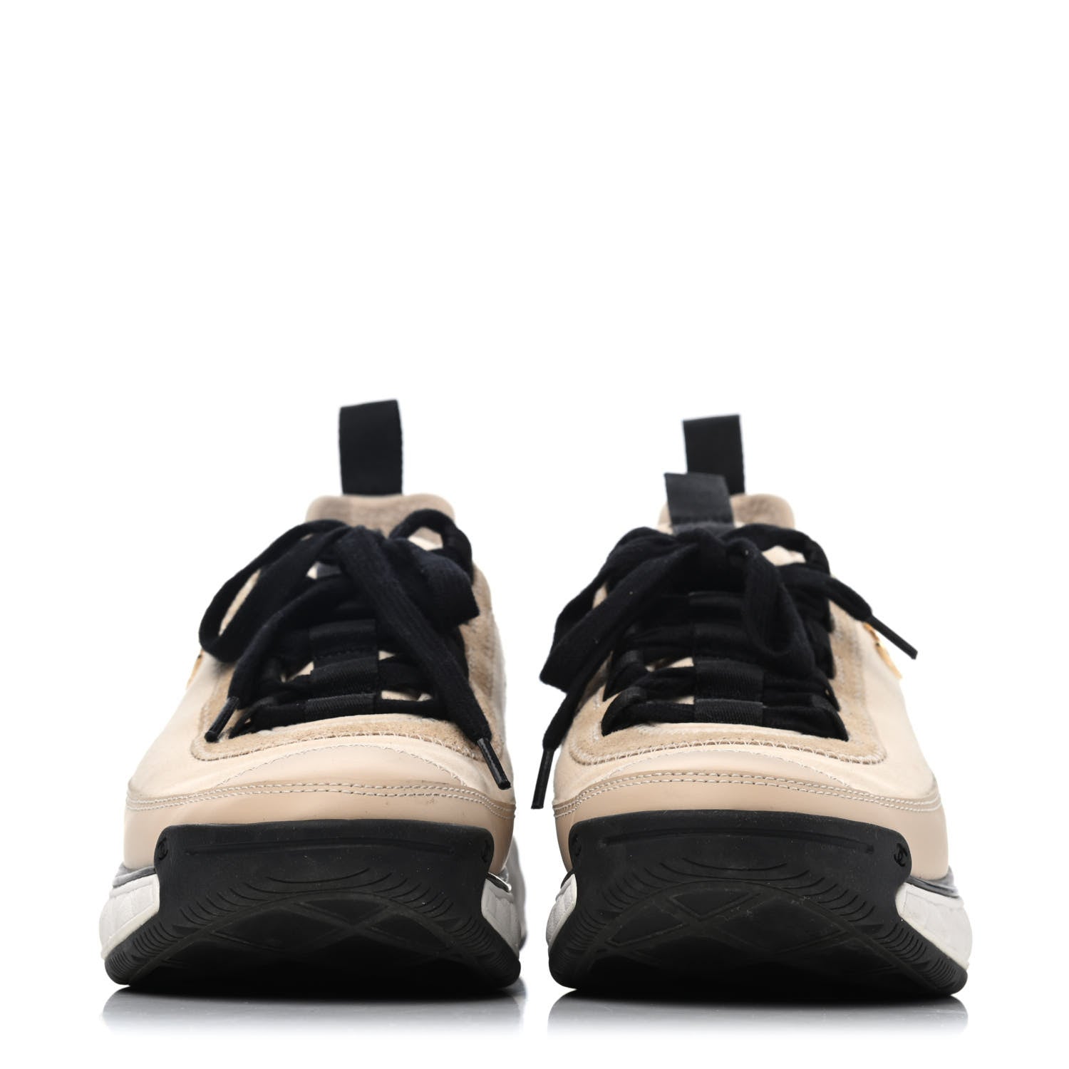 Chanel Velvet Calfskin Mixed Fibers CC Sneakers 36 Beige 2 of 4