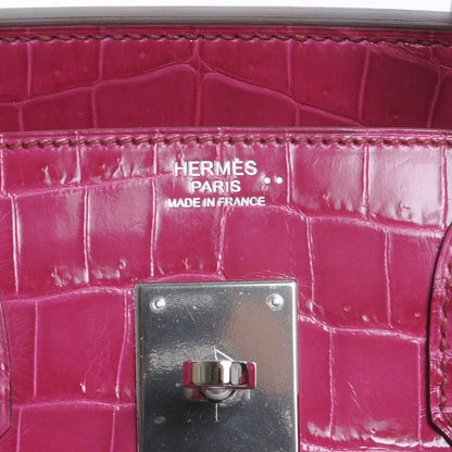 Hermes Niloticus Crocodile Birkin 30 Rose Tyrien 7 of 9