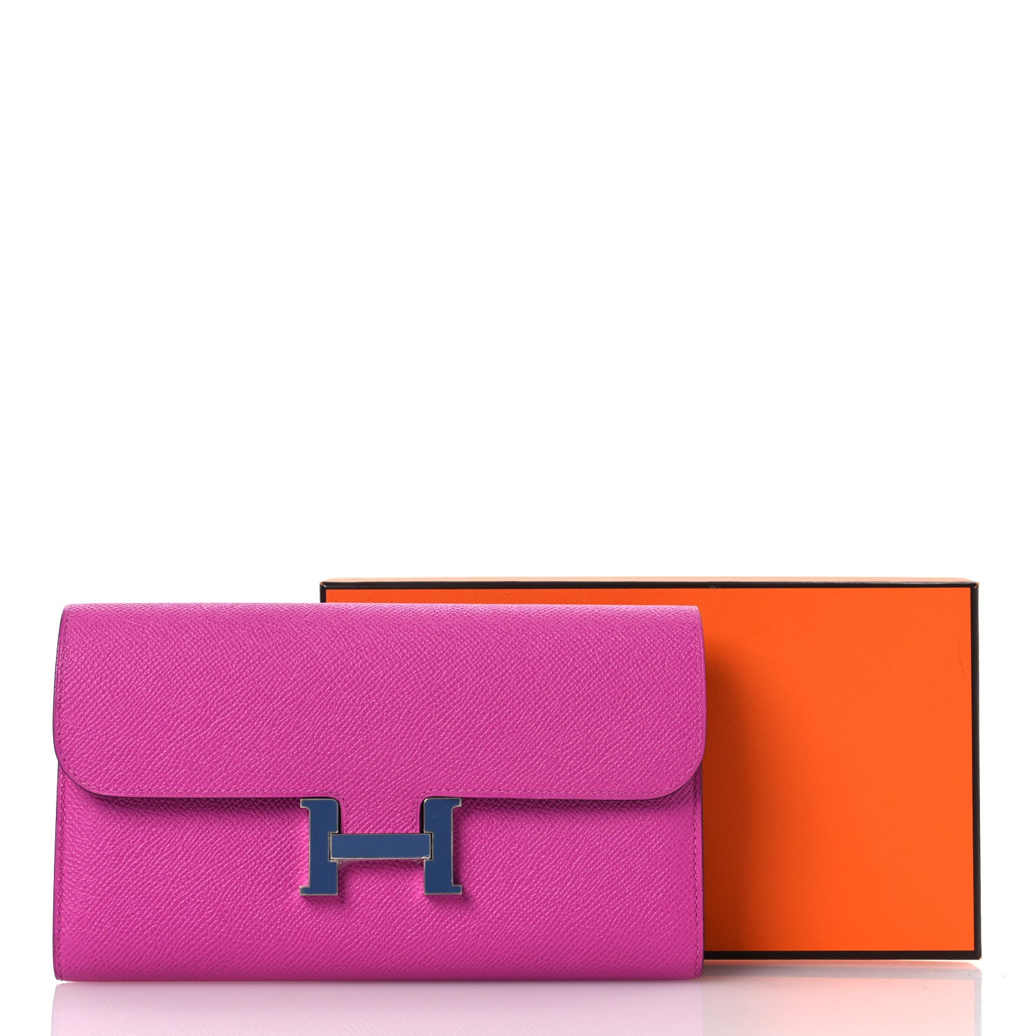 Hermes Epsom Enamel Constance Long Wallet Magnolia Brighton Bleu 9 of 9