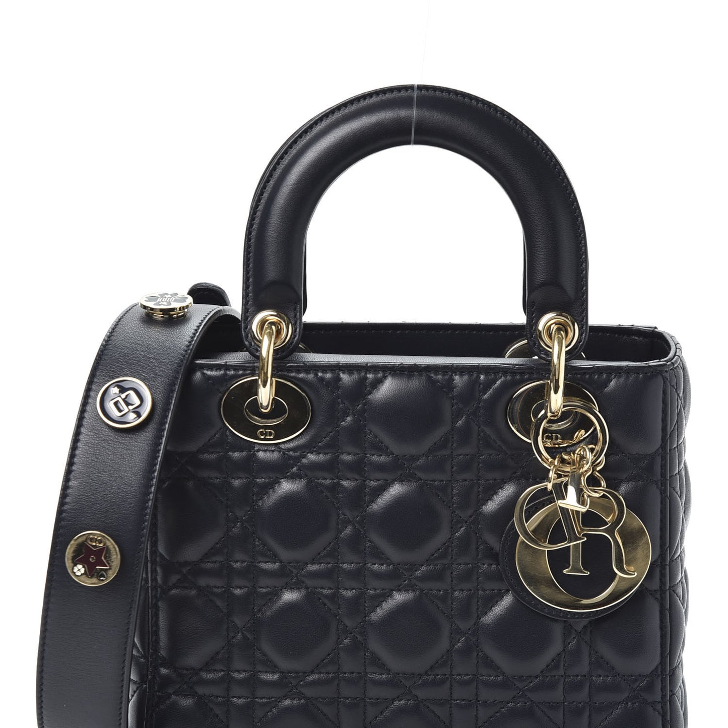 Lambskin Cannage Small Lucky Badges My Lady Dior Navy
