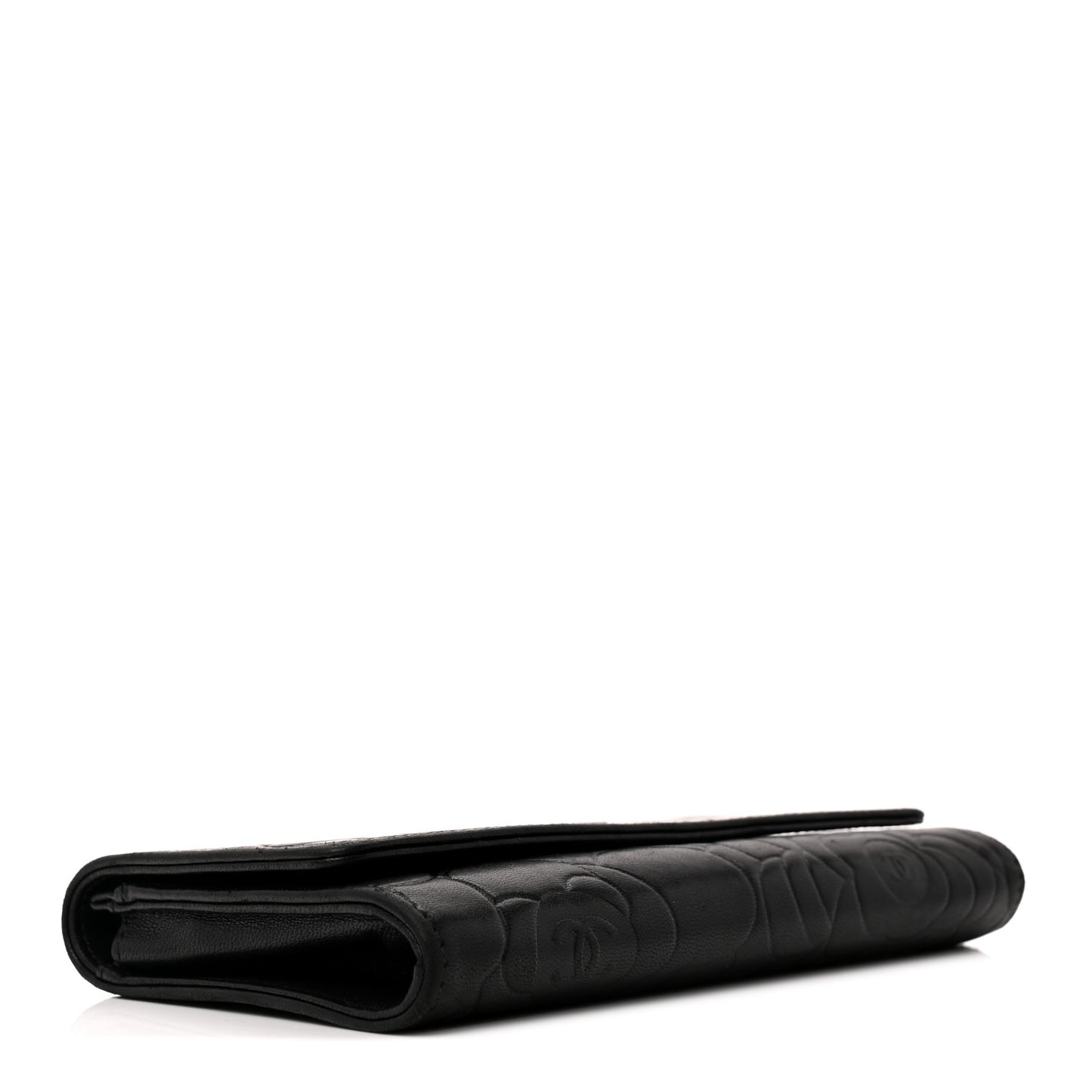 Lambskin Camellia Embossed Medium Wallet Black