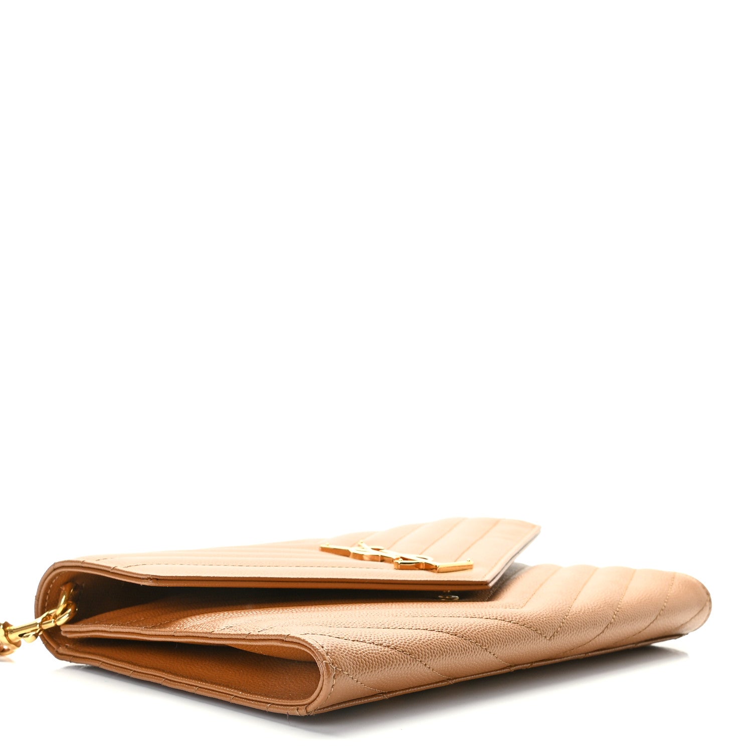Saint Laurent Grain De Poudre Matelasse Chevron Monogram Cassandre Flap Pouch Natural Dark 4 of 8