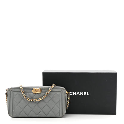 Chanel Caviar Quilted Small Boy Clutch With Chain Grey 18 of 18