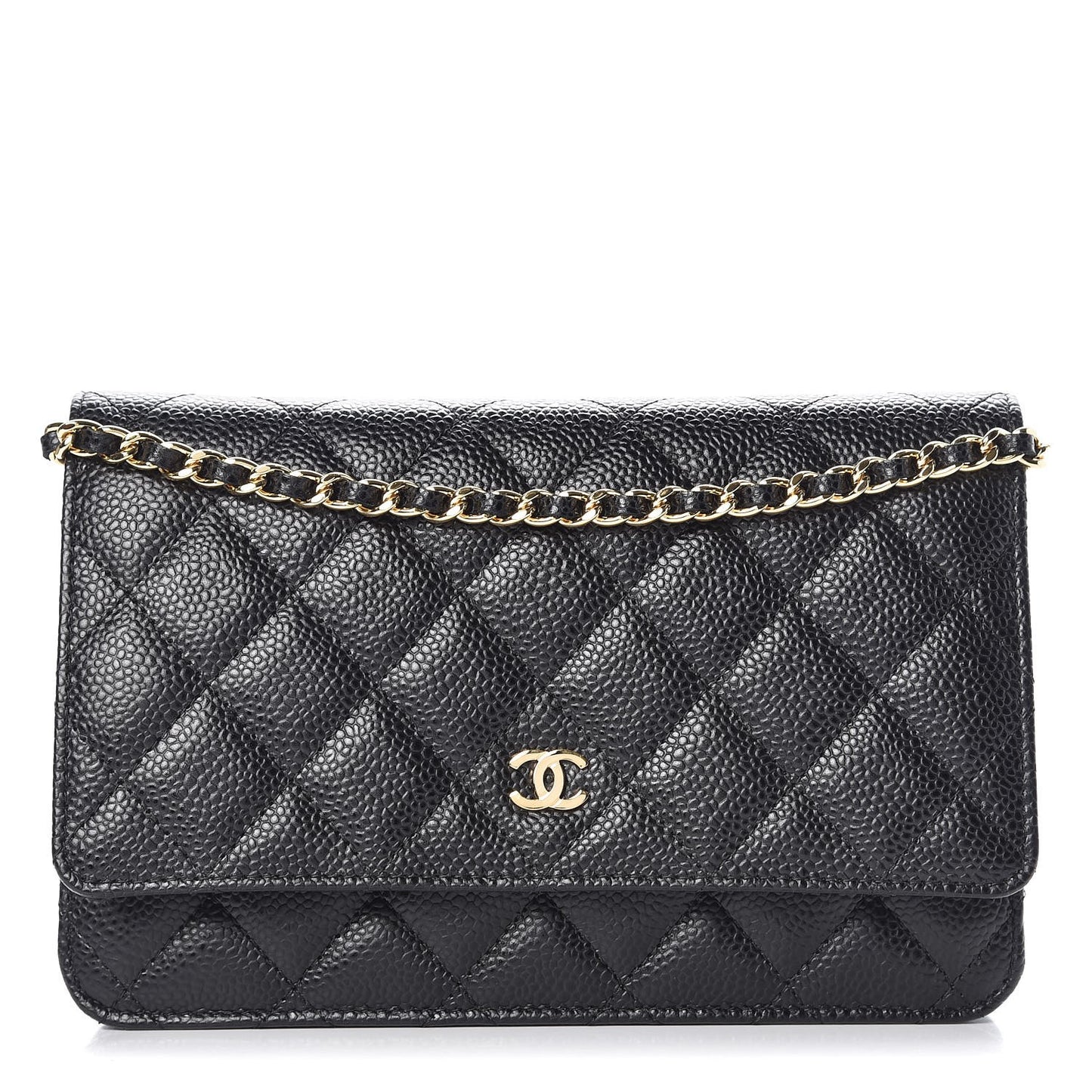 Caviar Quilted Wallet On Chain WOC Black