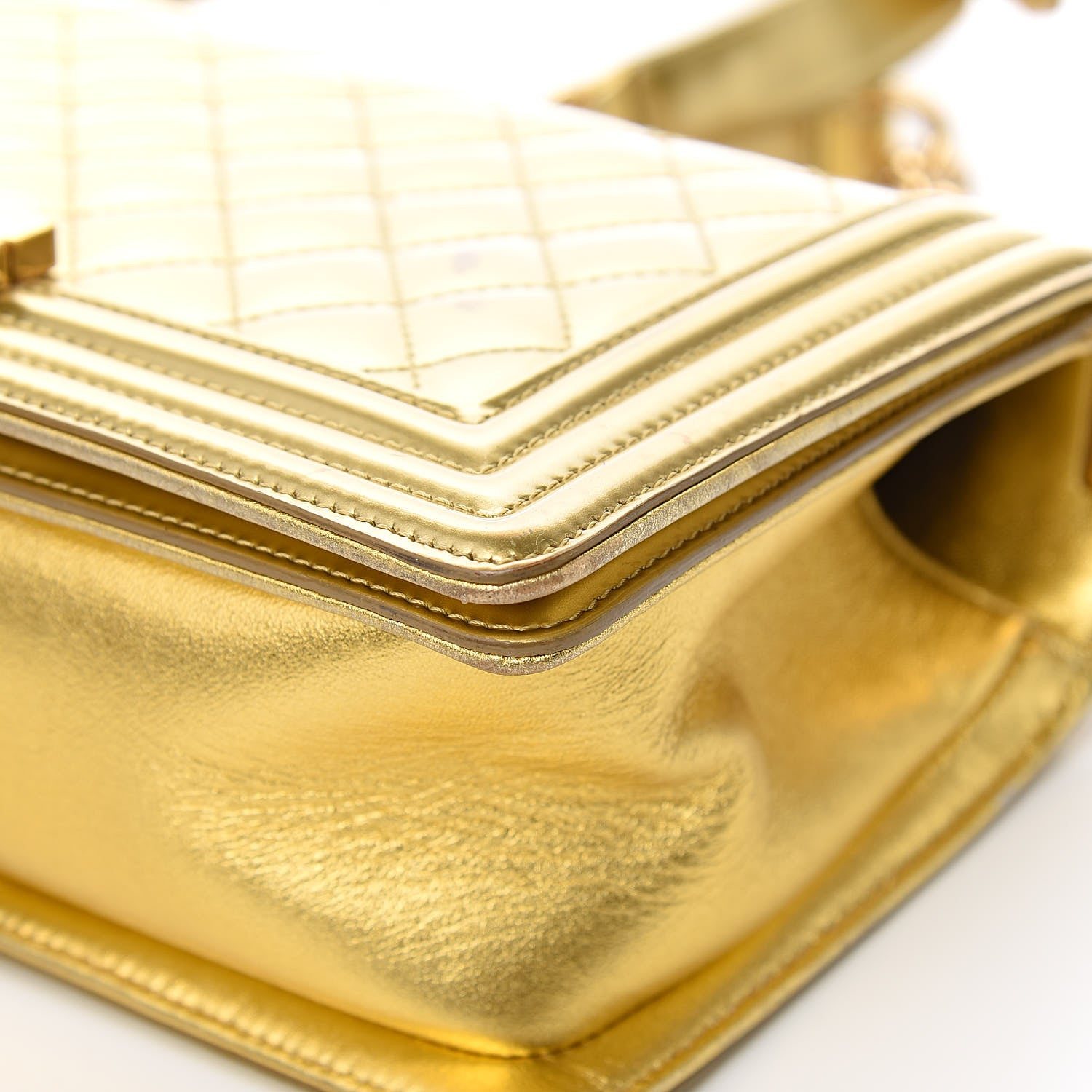 Chanel Metallic Patent Calfskin Quilted Medium Boy Flap Gold 13 of 16